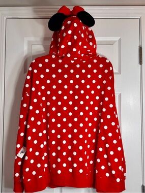NWT Disney Parks Minnie Mouse Polka Dot Zip-Up Hoodie 1X.
